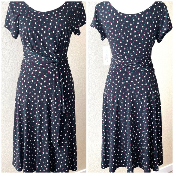 NWT LEOTA Veronica Knit Dress in black Polka dot - Picture 9 of 9